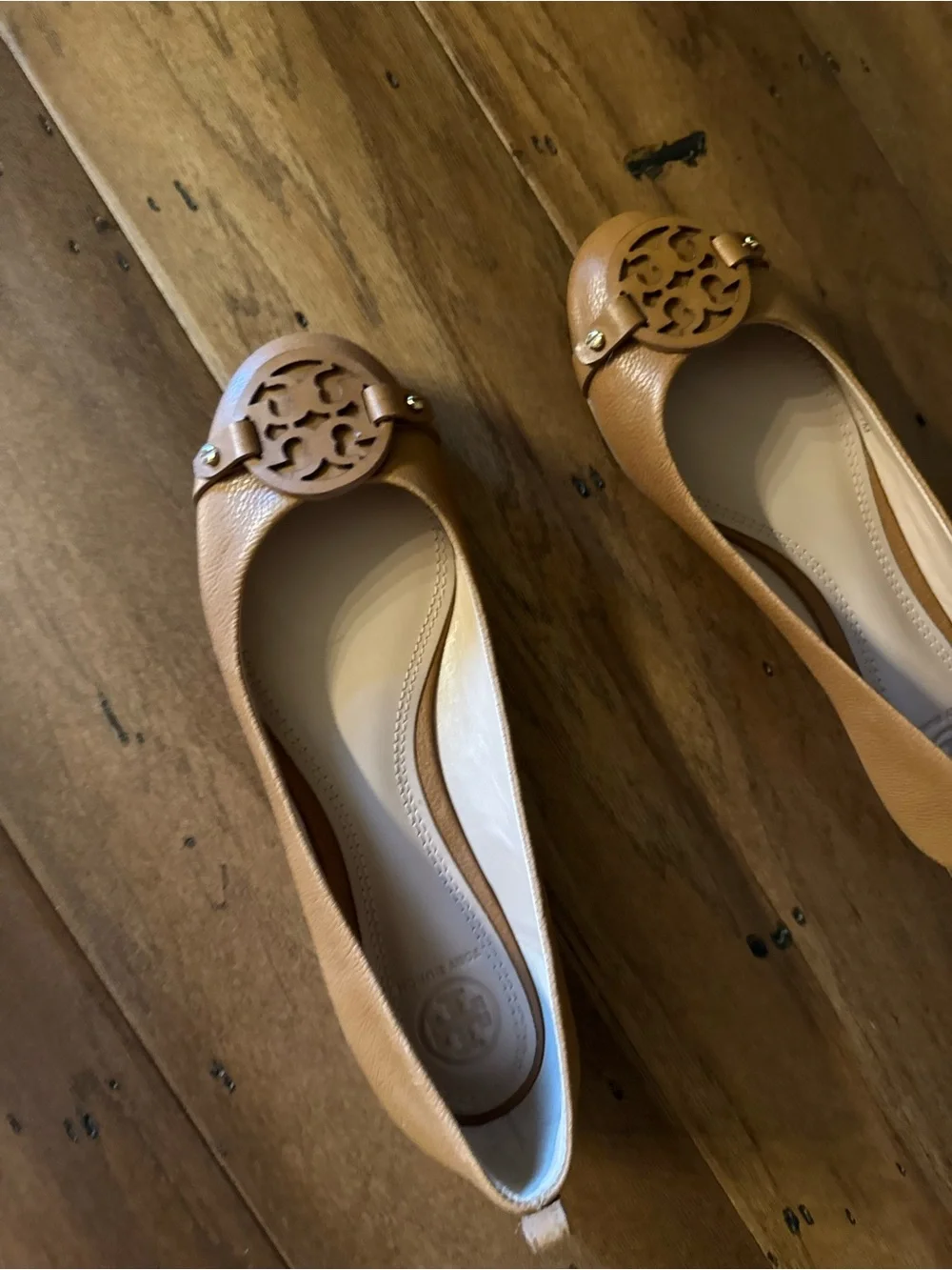 Tory Burch Leather Logo Ballet Flats